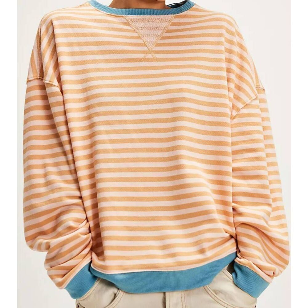 FREE PEOPLE WE THE FREE OVERSIZED CREWNECK LATTE COMBO NWOT SZ LARGE